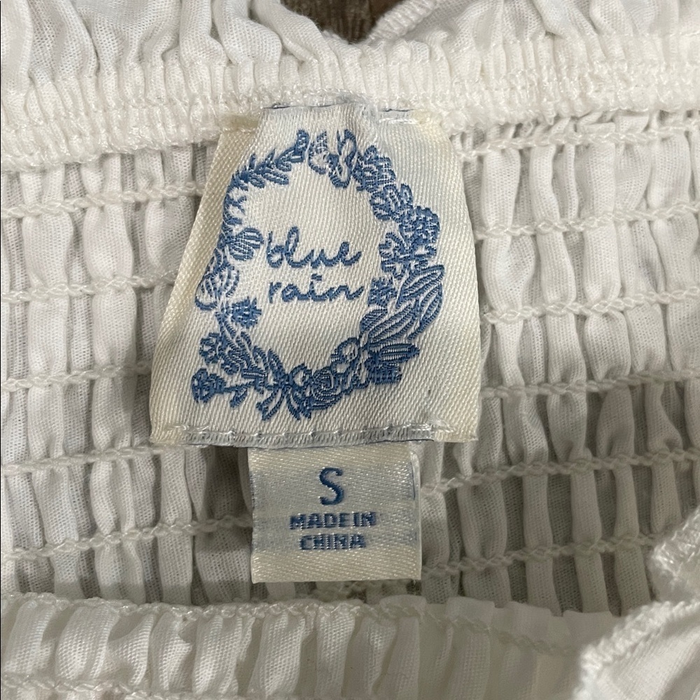 Blue Rain White Puff Sleeve Mini Dress - Picture 2 of 3